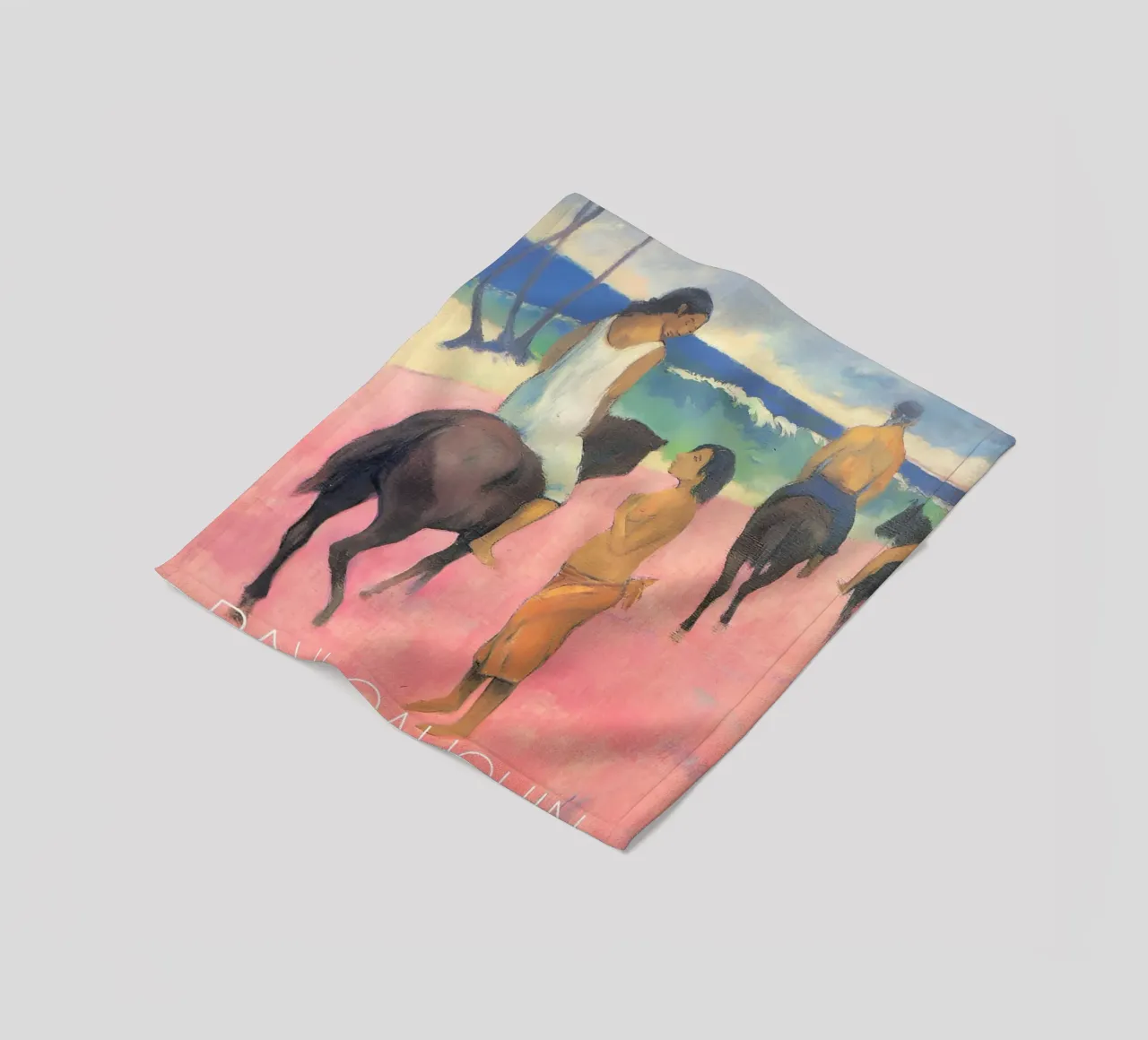 Gauguin cavalieri sulla spiaggia II Stampa post-impressionista coperta in pile da NorwesClub