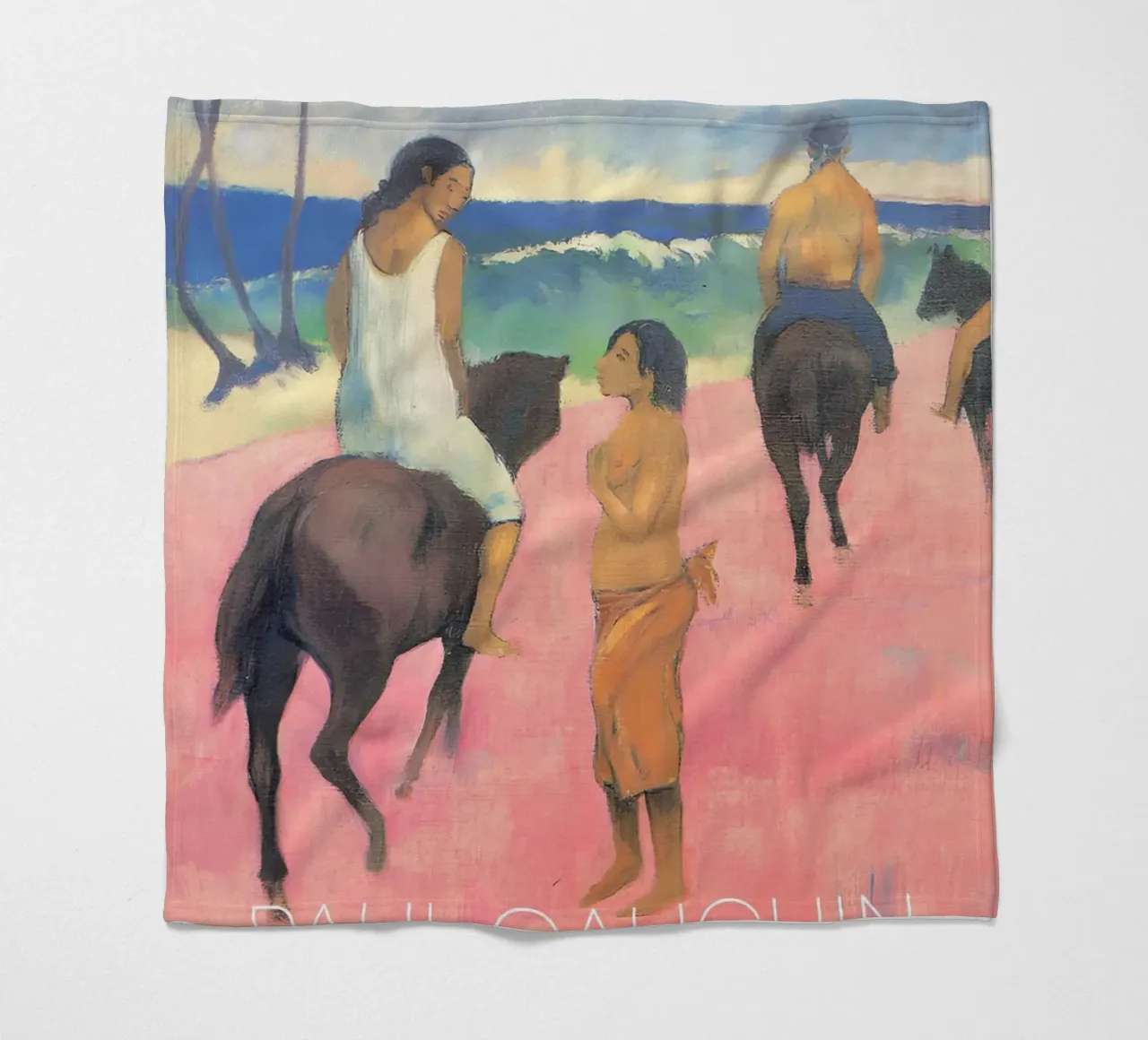 Gauguin cavalieri sulla spiaggia II Stampa post-impressionista coperta in pile da NorwesClub