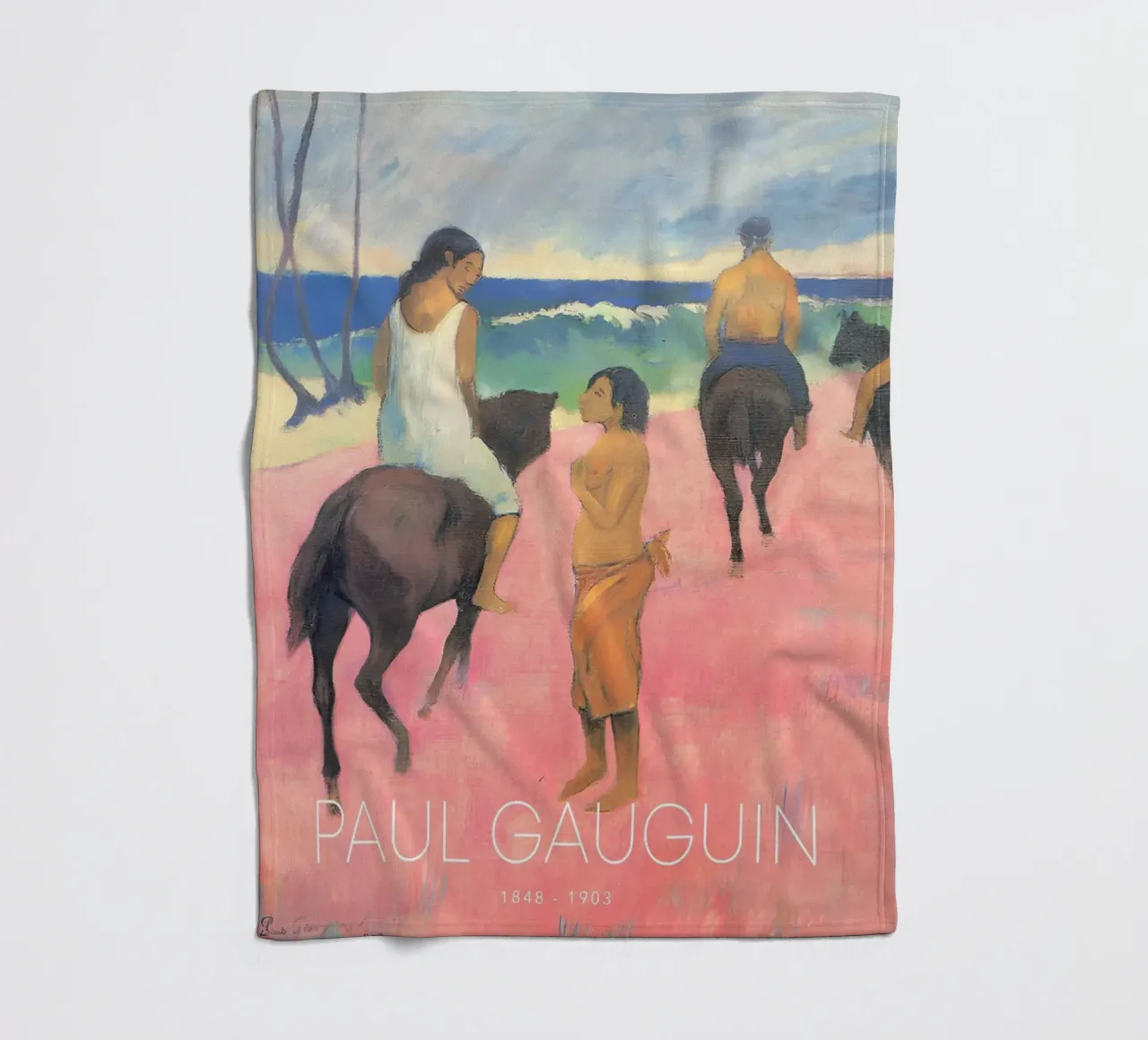 Gauguin cavalieri sulla spiaggia II Stampa post-impressionista coperta in pile da NorwesClub