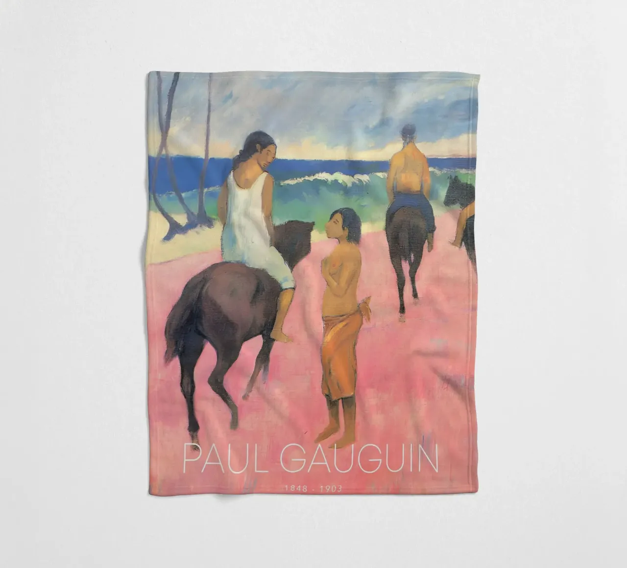 Gauguin cavalieri sulla spiaggia II Stampa post-impressionista coperta in pile da NorwesClub