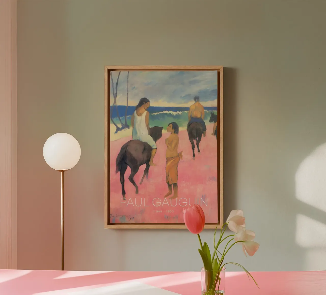 Gauguin cavalieri sulla spiaggia II Stampa post-impressionista tela da NorwesClub