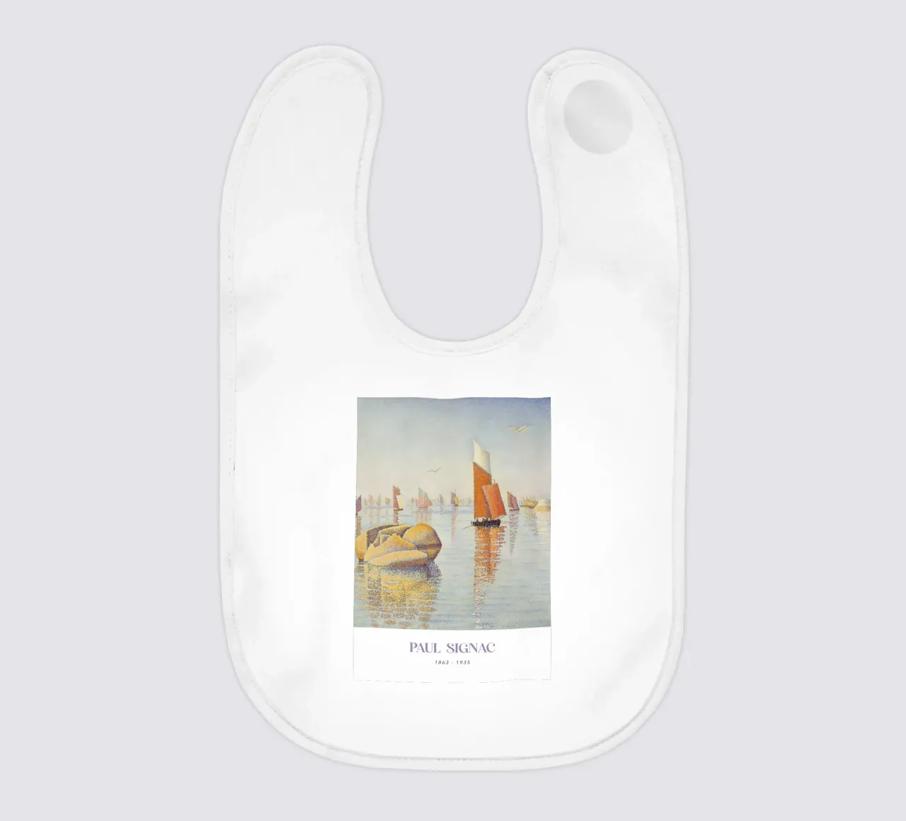 Stampa Signac Morning Calm Pointillist Sailboat bavaglino da NorwesClub