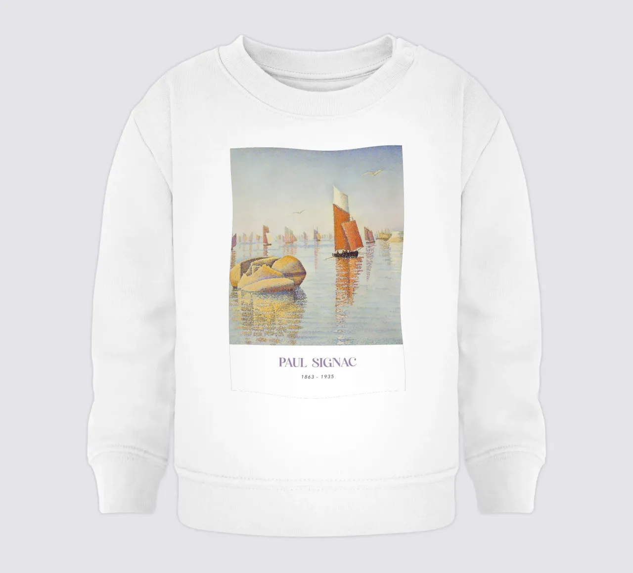 Stampa Signac Morning Calm Pointillist Sailboat felpa neonato da NorwesClub