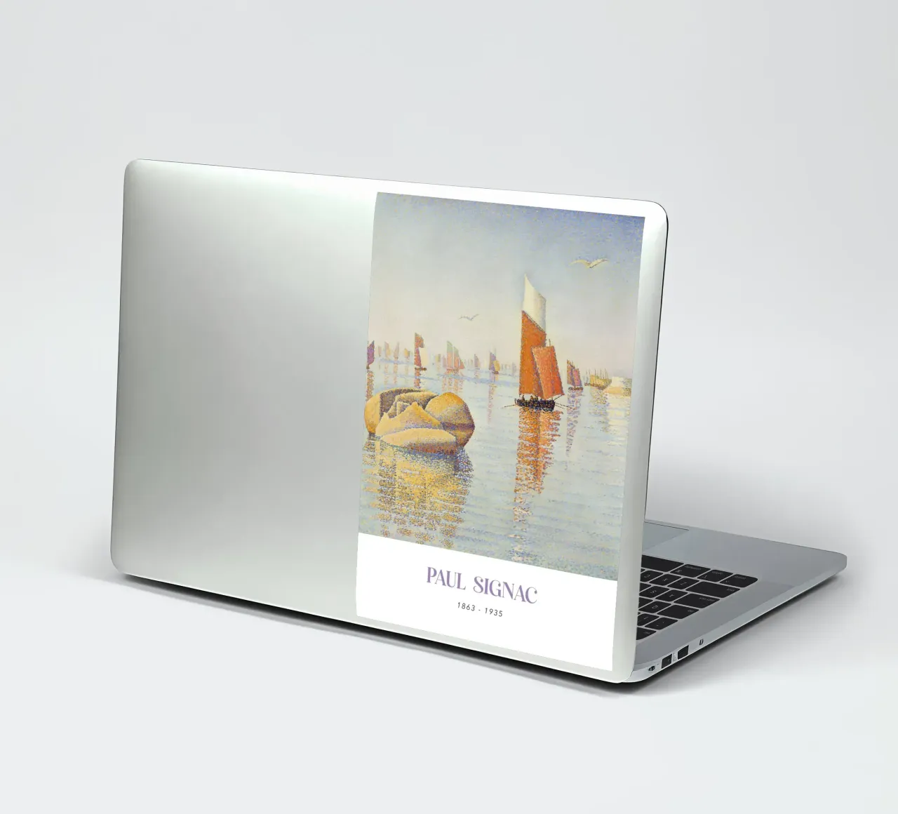 Signac Ochtendkalmte Pointillist Zeilboot Print sticker van NorwesClub