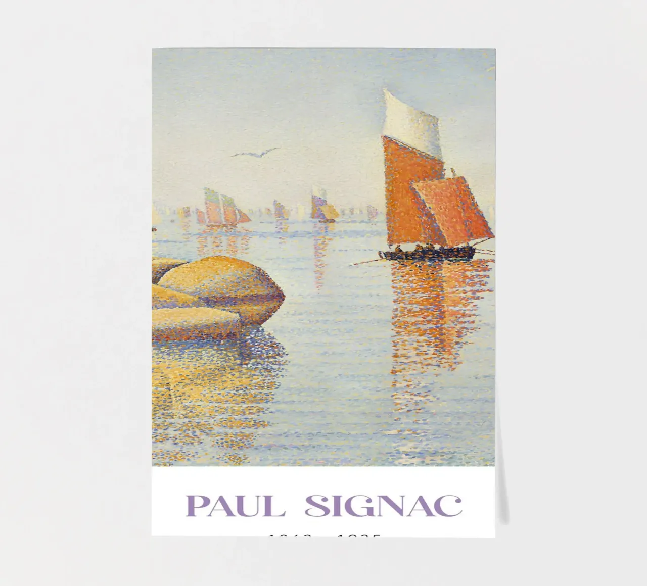 Signac Morning Calm Pointillist Sailboat Print sticker sheet by NorwesClub