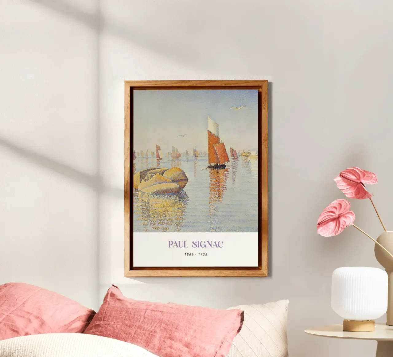 Stampa Signac Morning Calm Pointillist Sailboat alluminio dibond da NorwesClub