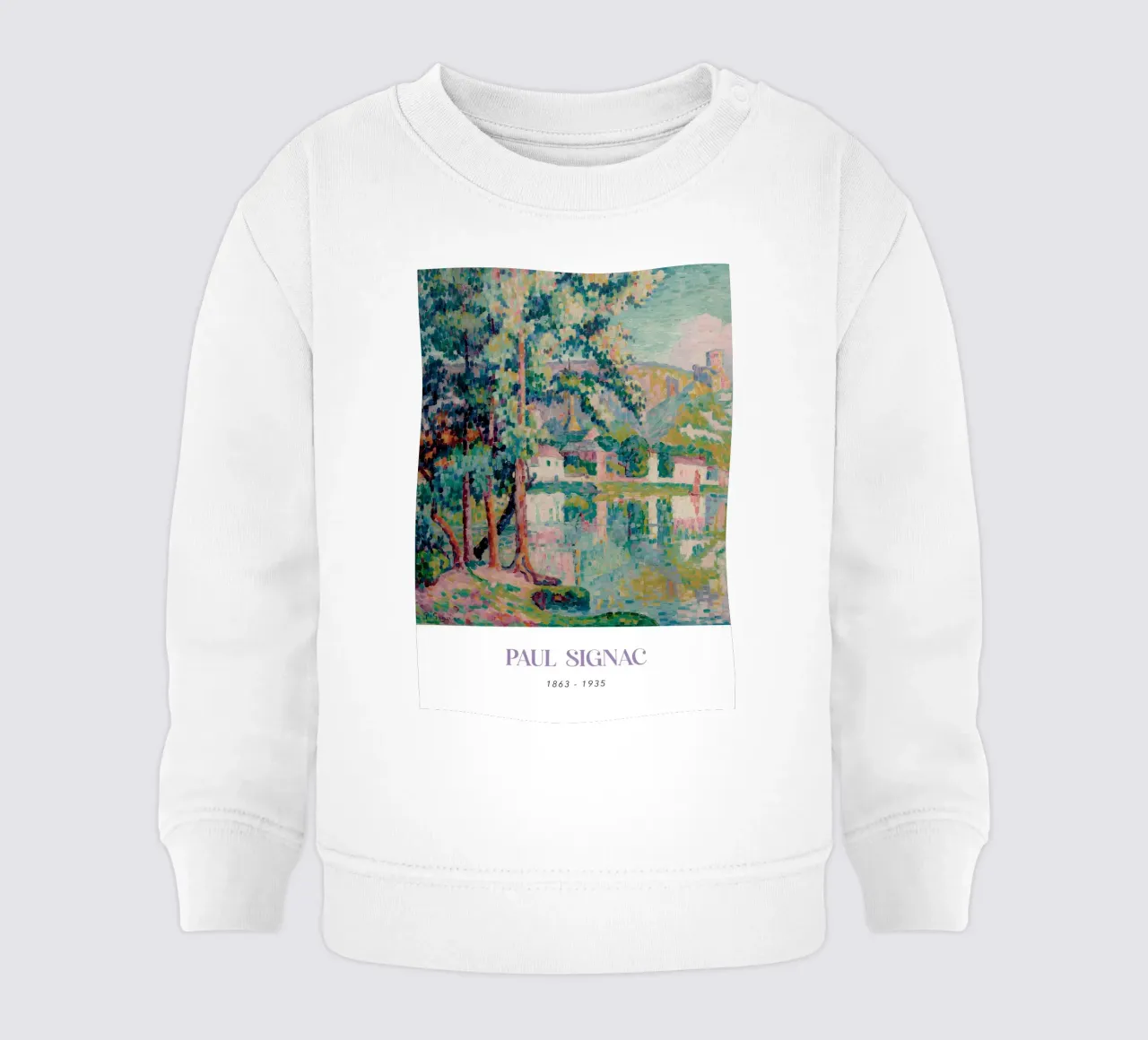 Signac Les Andelys Pointillist River Landscape Print baby sweatshirt by NorwesClub