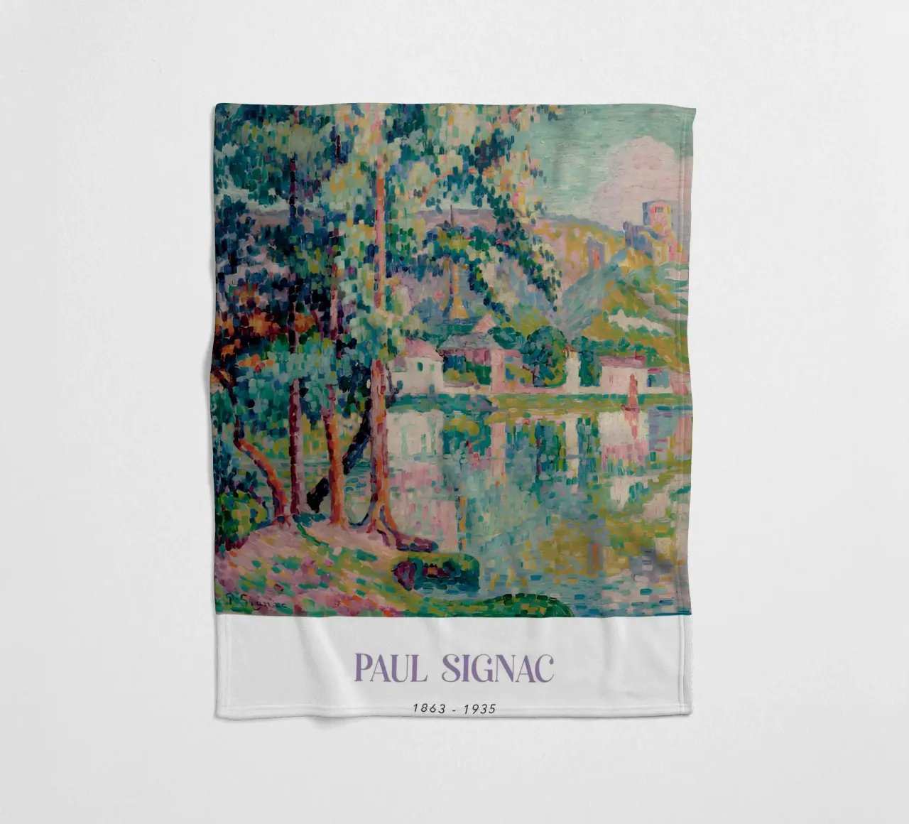 Signac Les Andelys Pointillist Rivierlandschap Print fleecedeken van NorwesClub