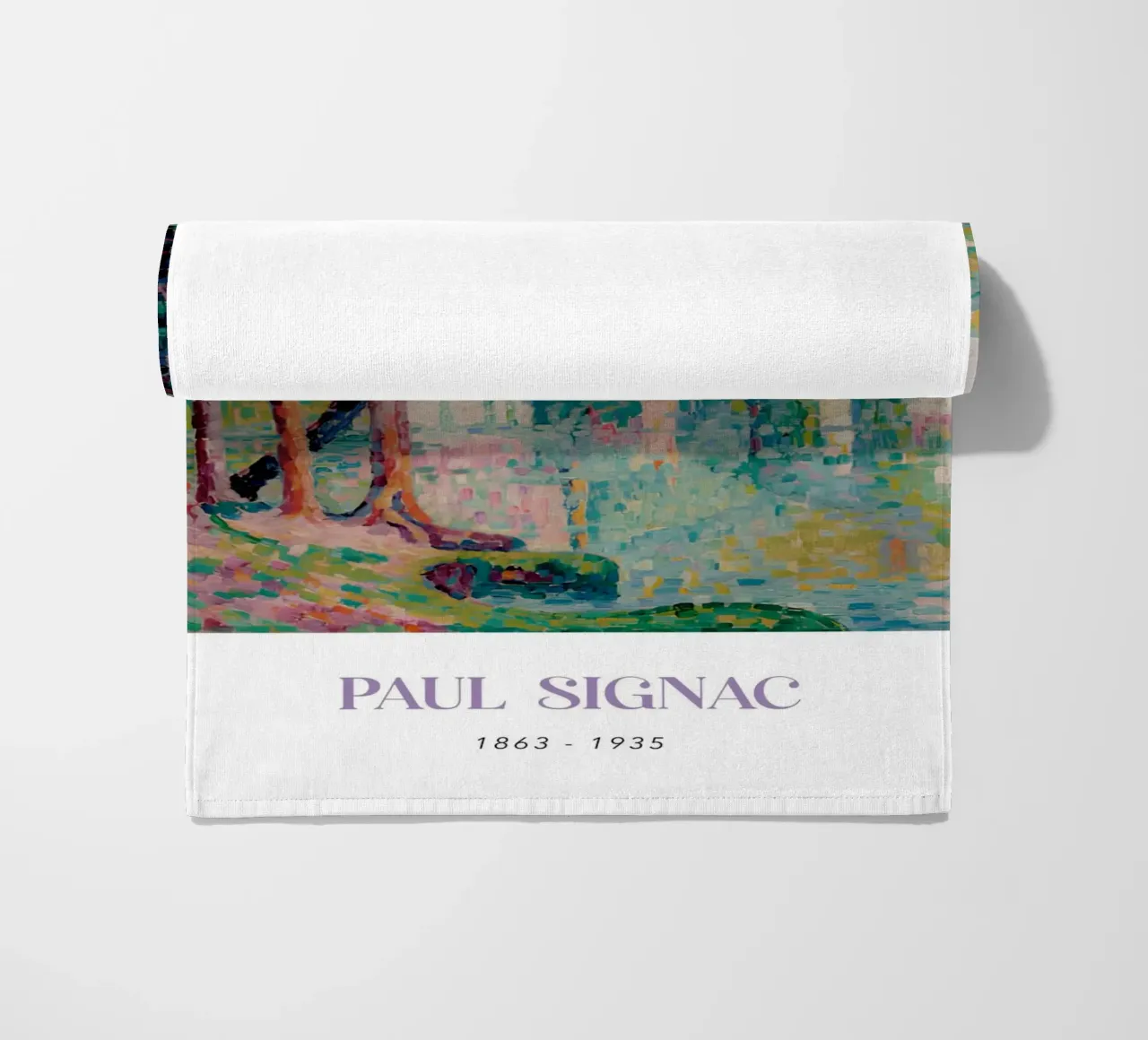 Signac Les Andelys Pointillist Rivierlandschap Print strandhanddoek van NorwesClub