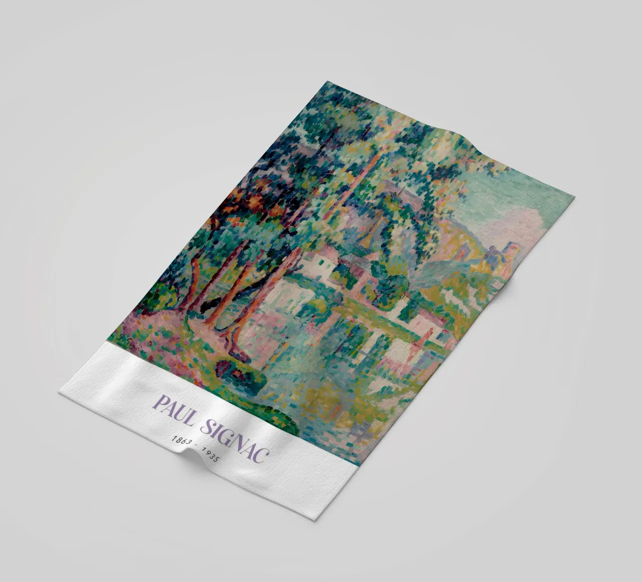 Signac Les Andelys Pointillist Rivierlandschap Print strandhanddoek van NorwesClub