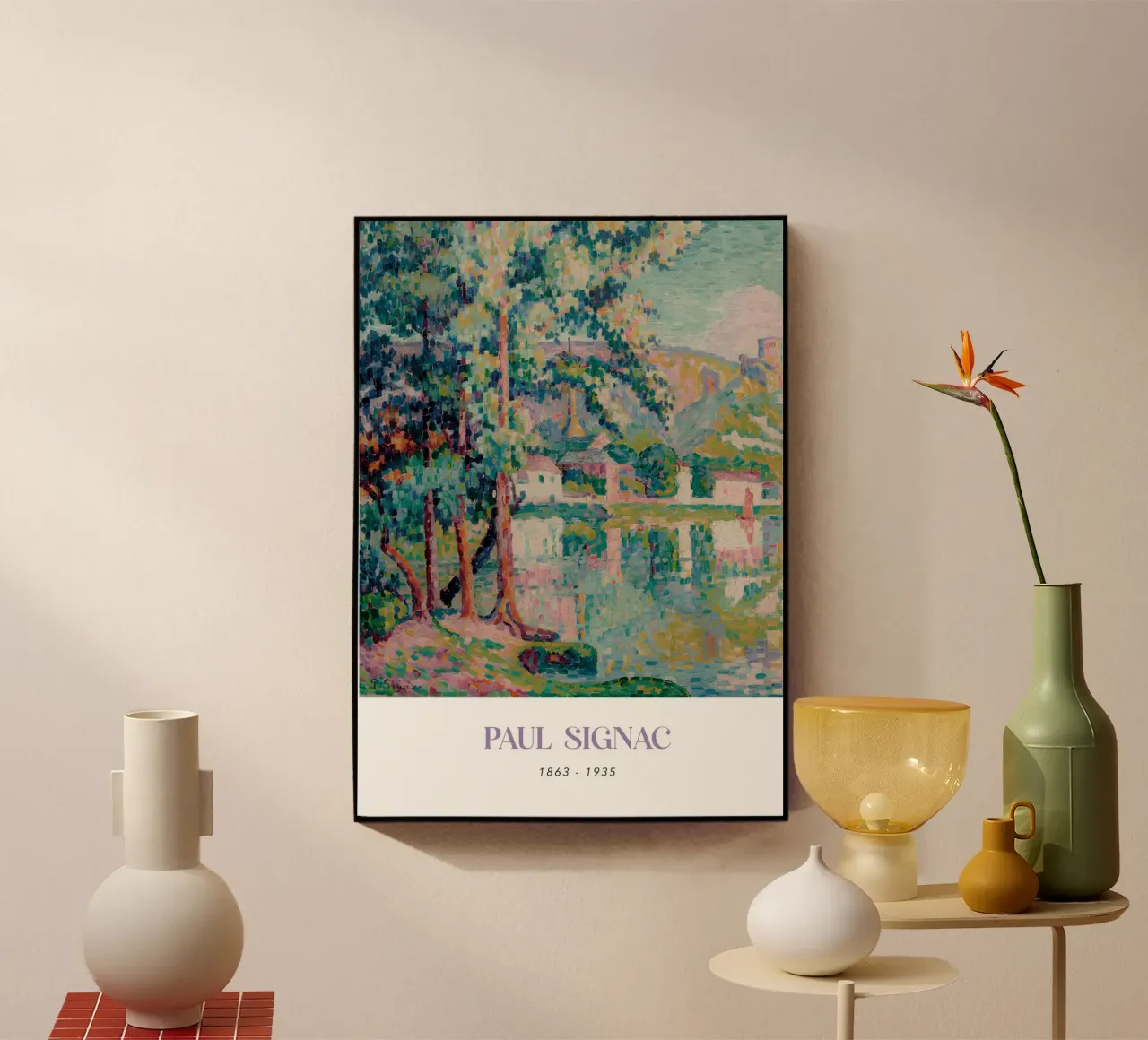 Signac Les Andelys Pointillist Rivierlandschap Print acryl van NorwesClub
