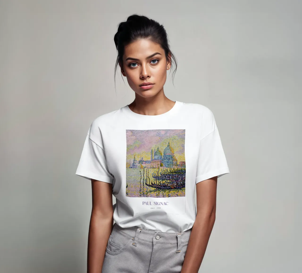 Signac Grand Canal Venice Pointillist Cityscape Print t-shirt by NorwesClub