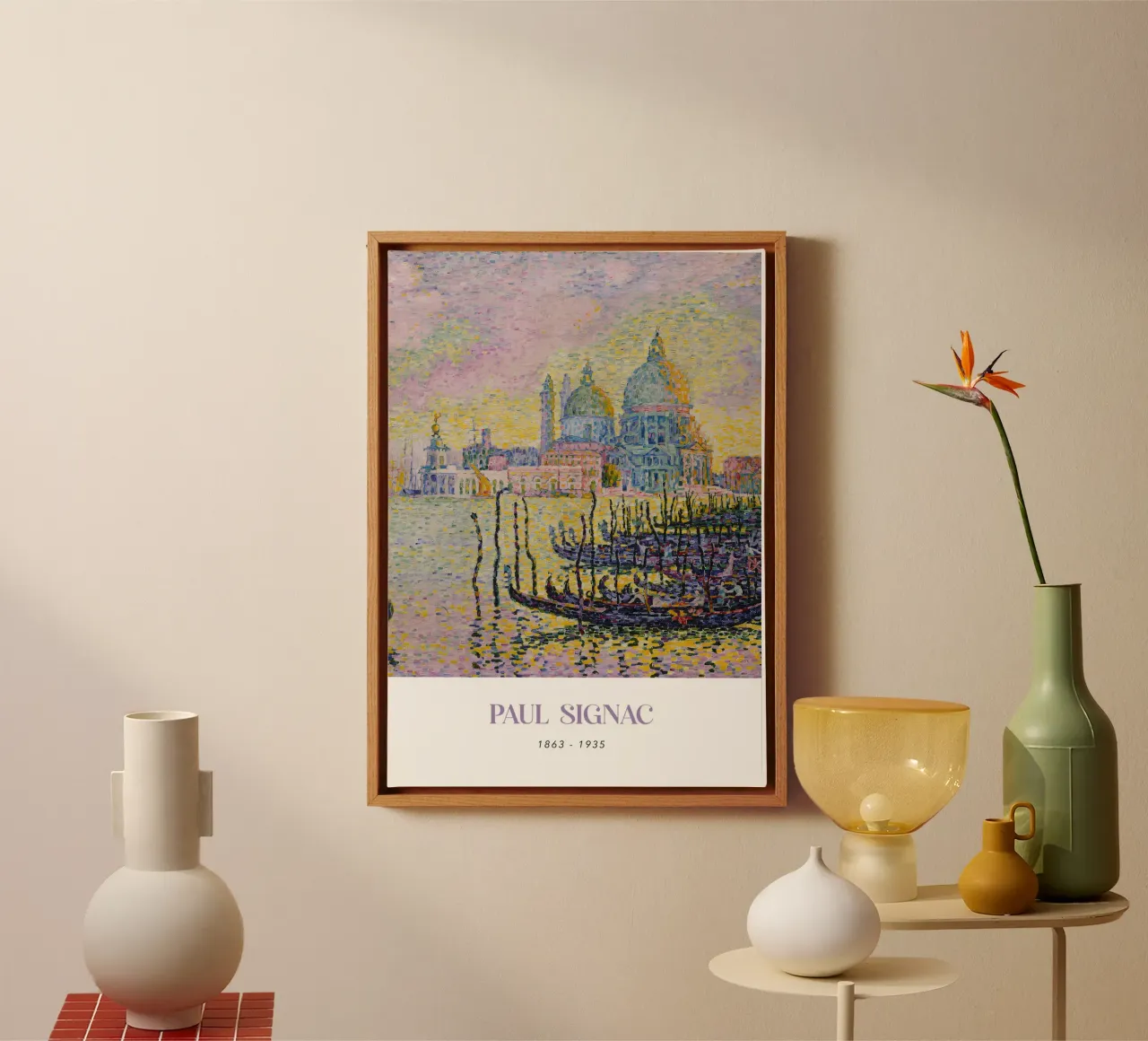 Signac Grand Canal Venetië Pointillistische stadsgezicht Print canvas met Baklijst van NorwesClub