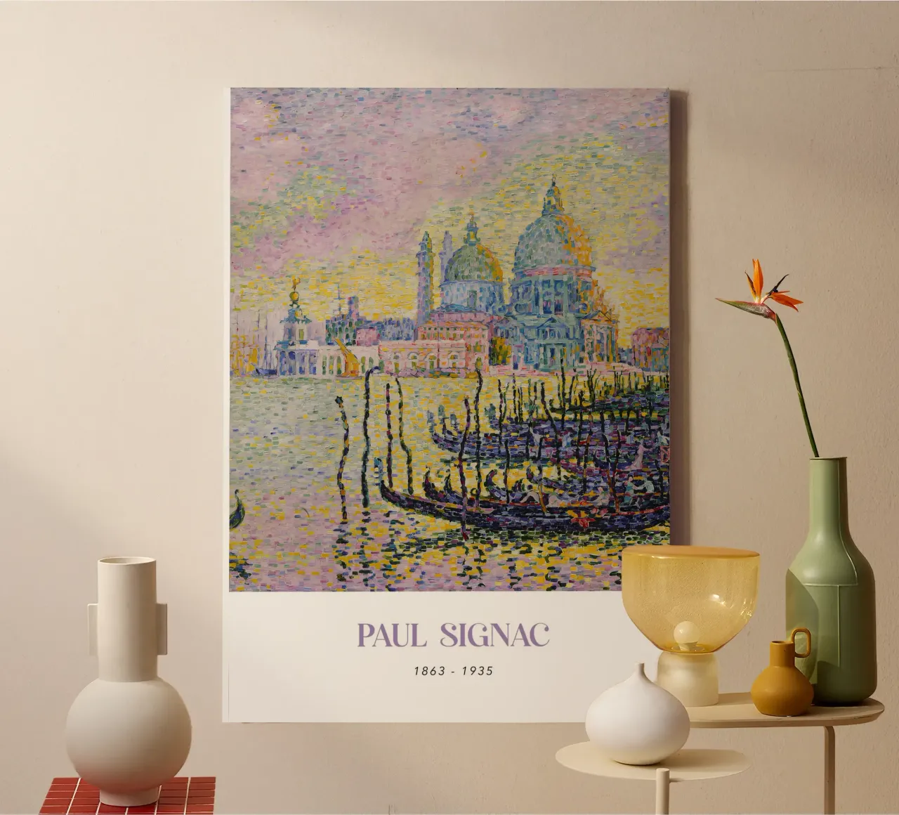 Signac Grand Canal Venetië Pointillistische stadsgezicht Print canvas met Baklijst van NorwesClub