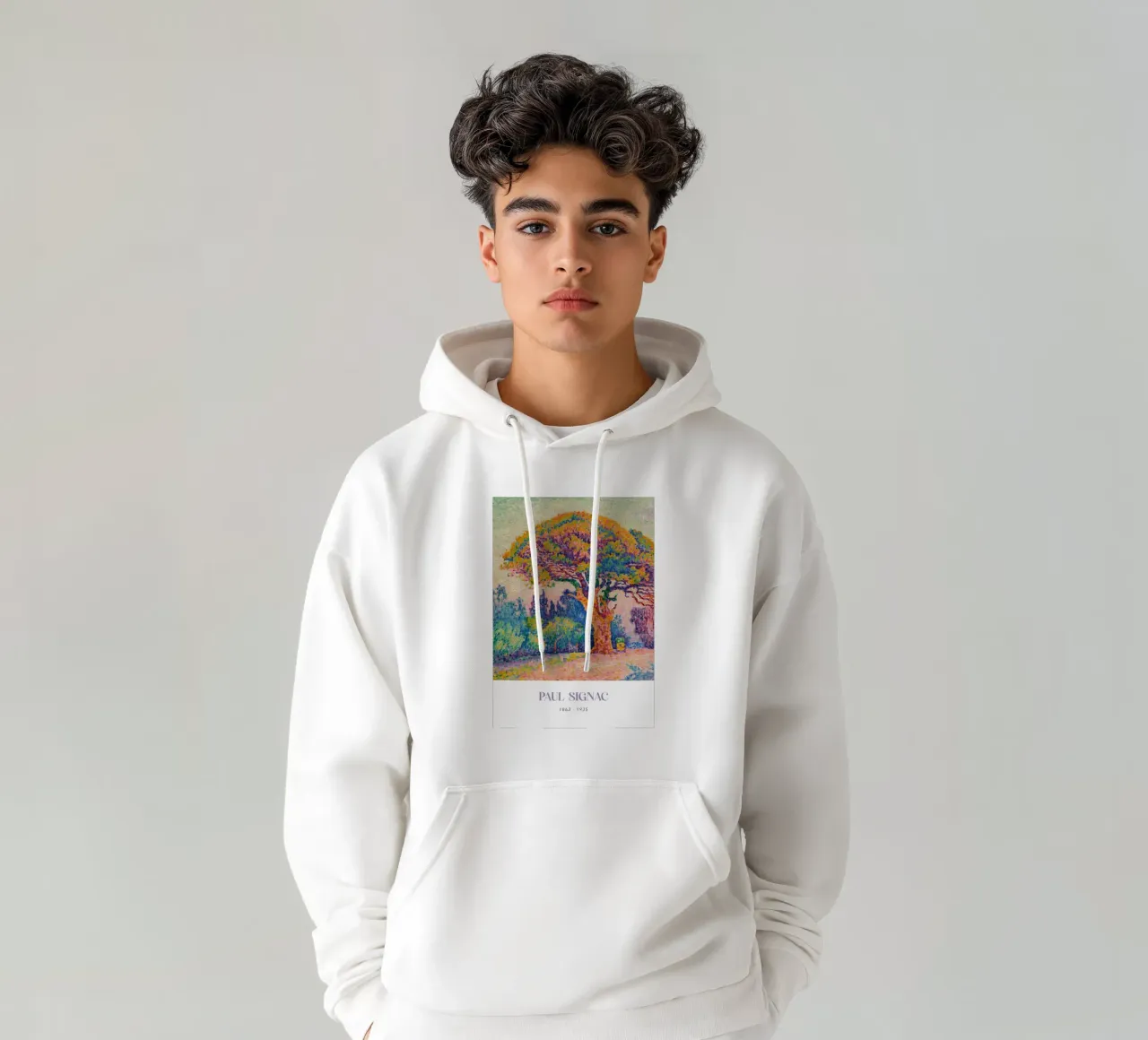 Signac Pine Tree St Tropez Pointillist Landscape Print hoodie by NorwesClub