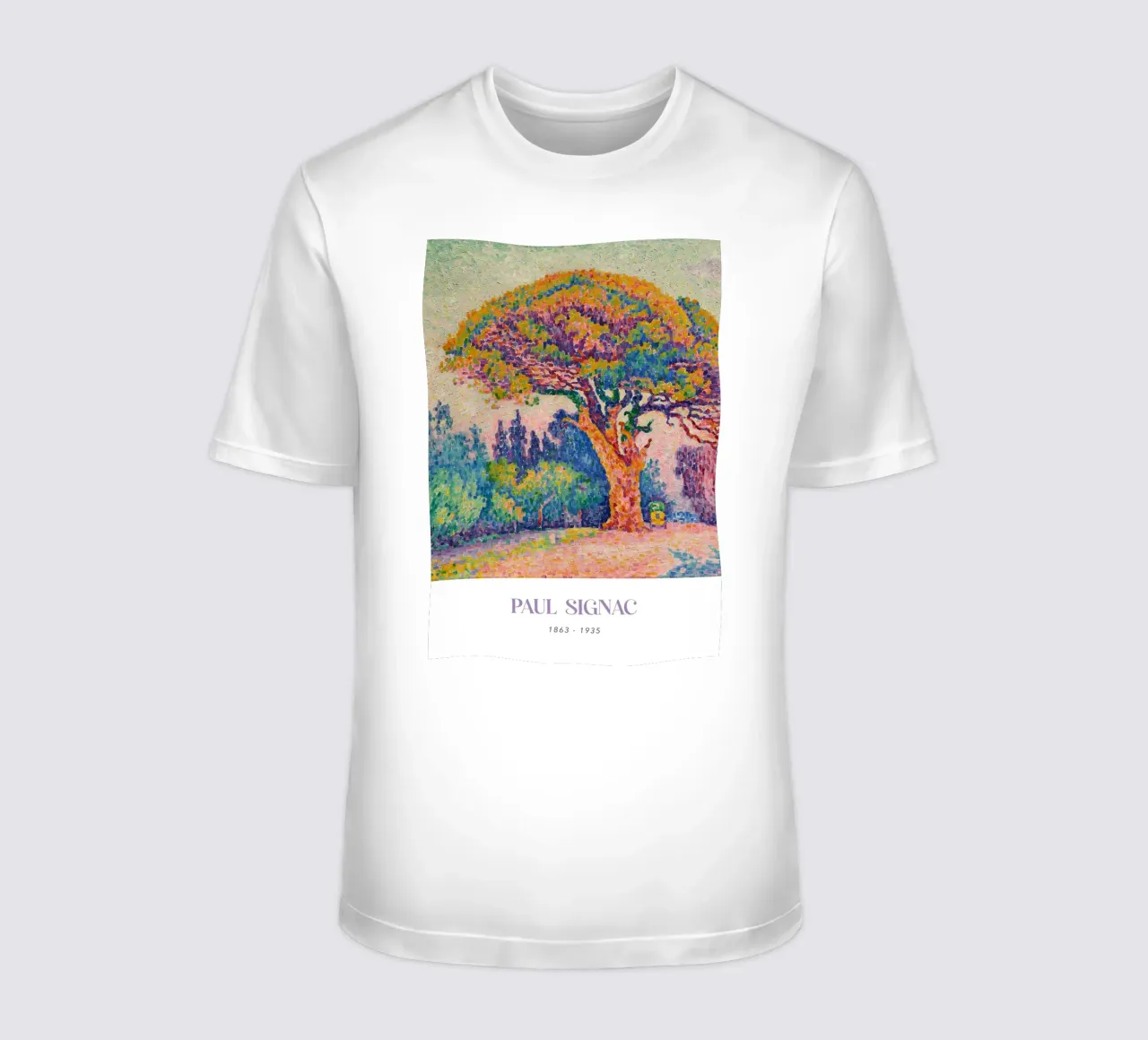 Signac Pine Tree St Tropez Pointillist Landscape Print t-shirt by NorwesClub