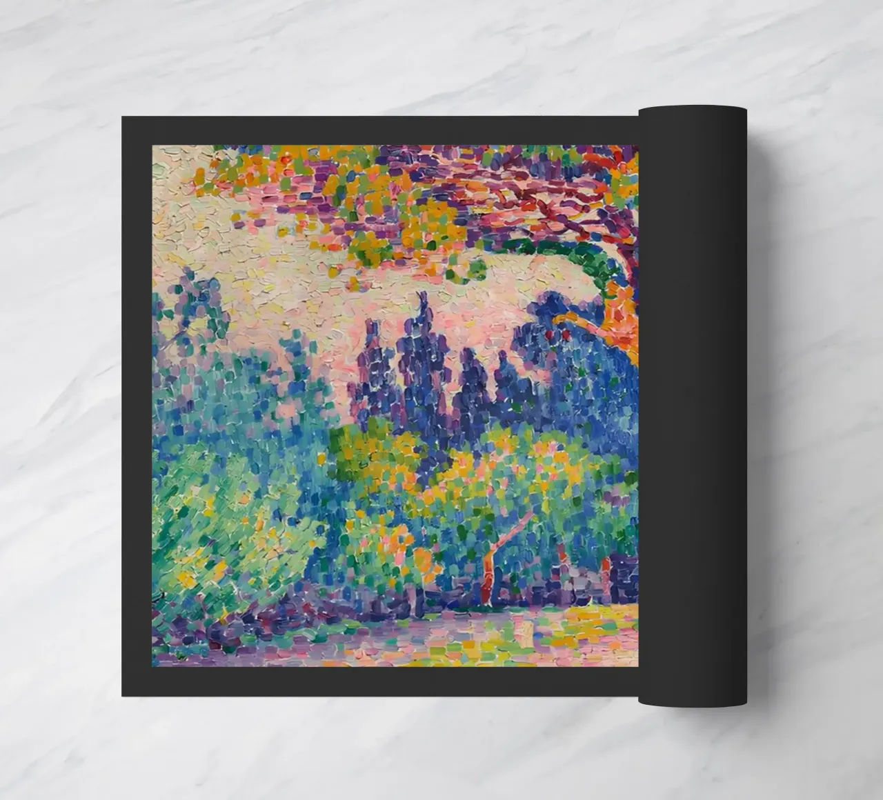 Signac Pine Tree St Tropez Pointillist Landscape Print doormat by NorwesClub