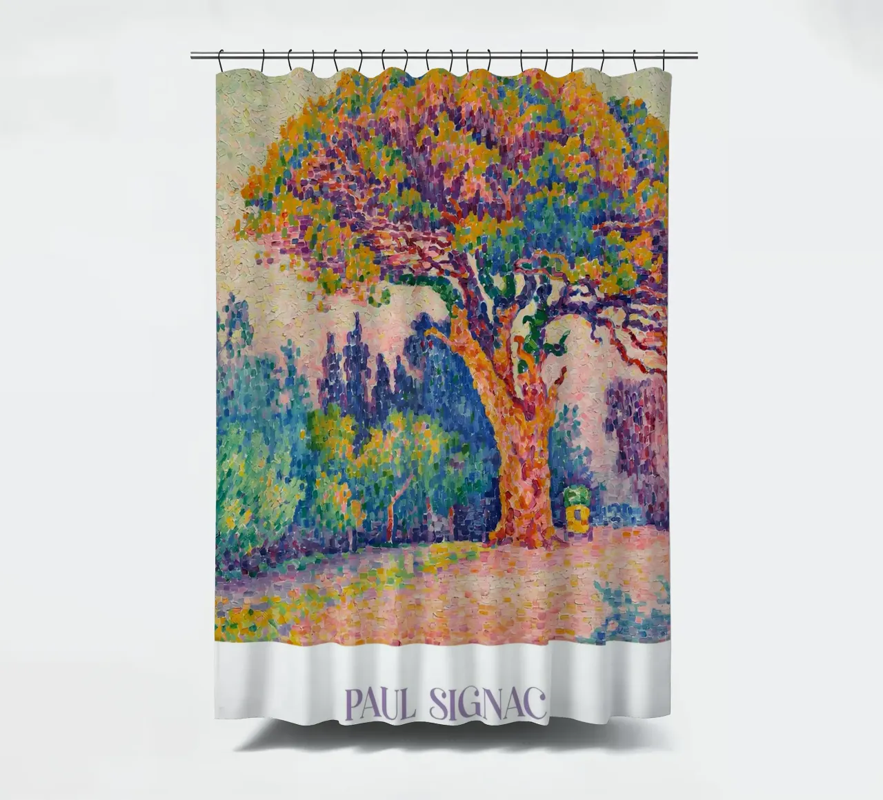 Signac Dennenboom St Tropez Pointillistisch Landschap Print douchegordijn van NorwesClub