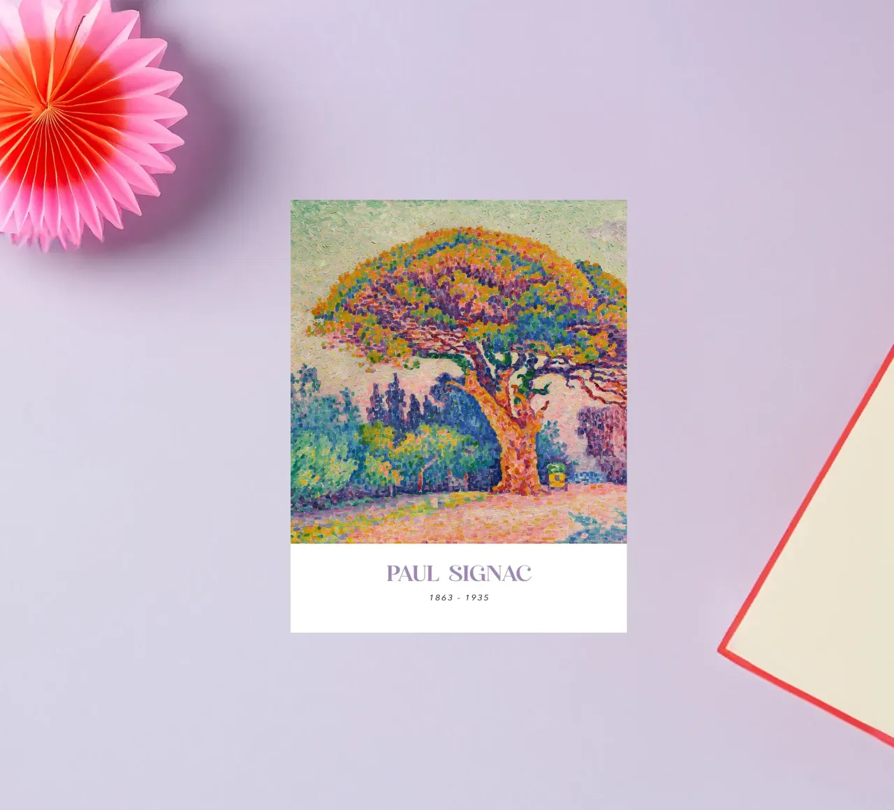 Signac Pine Tree St Tropez Pointillist Landscape Print autocollant de NorwesClub