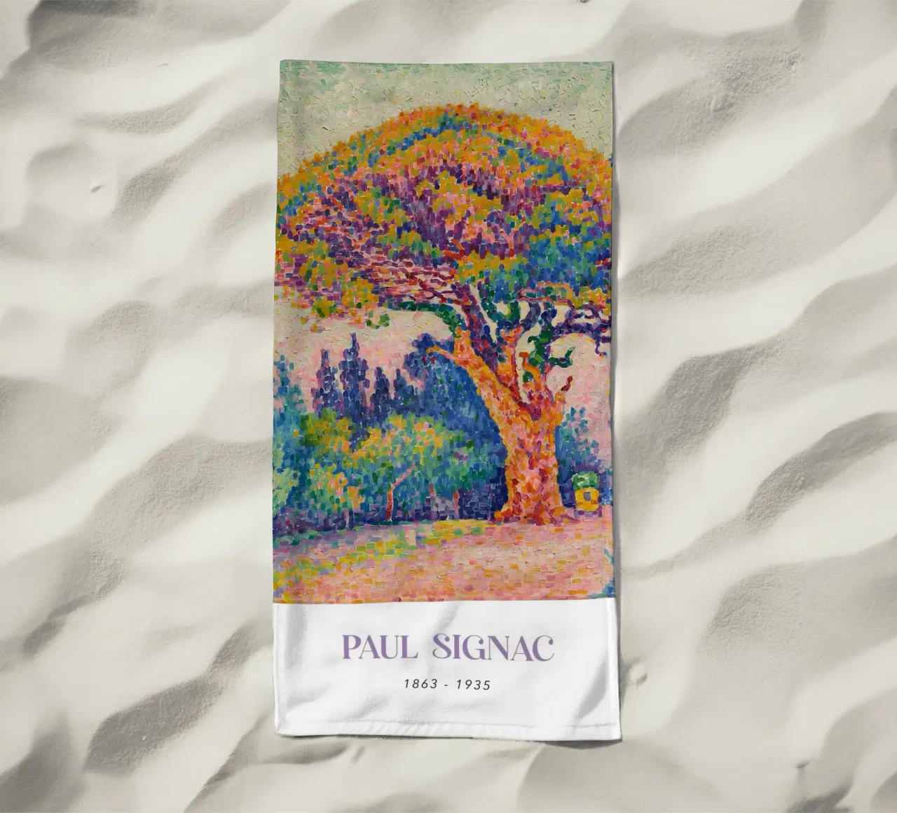Signac Pine Tree St Tropez Pointillist Landscape Print beach towel by NorwesClub