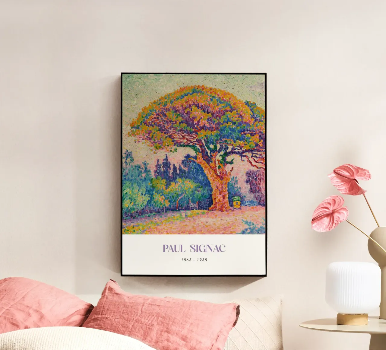 Signac Dennenboom St Tropez Pointillistisch Landschap Print acryl van NorwesClub