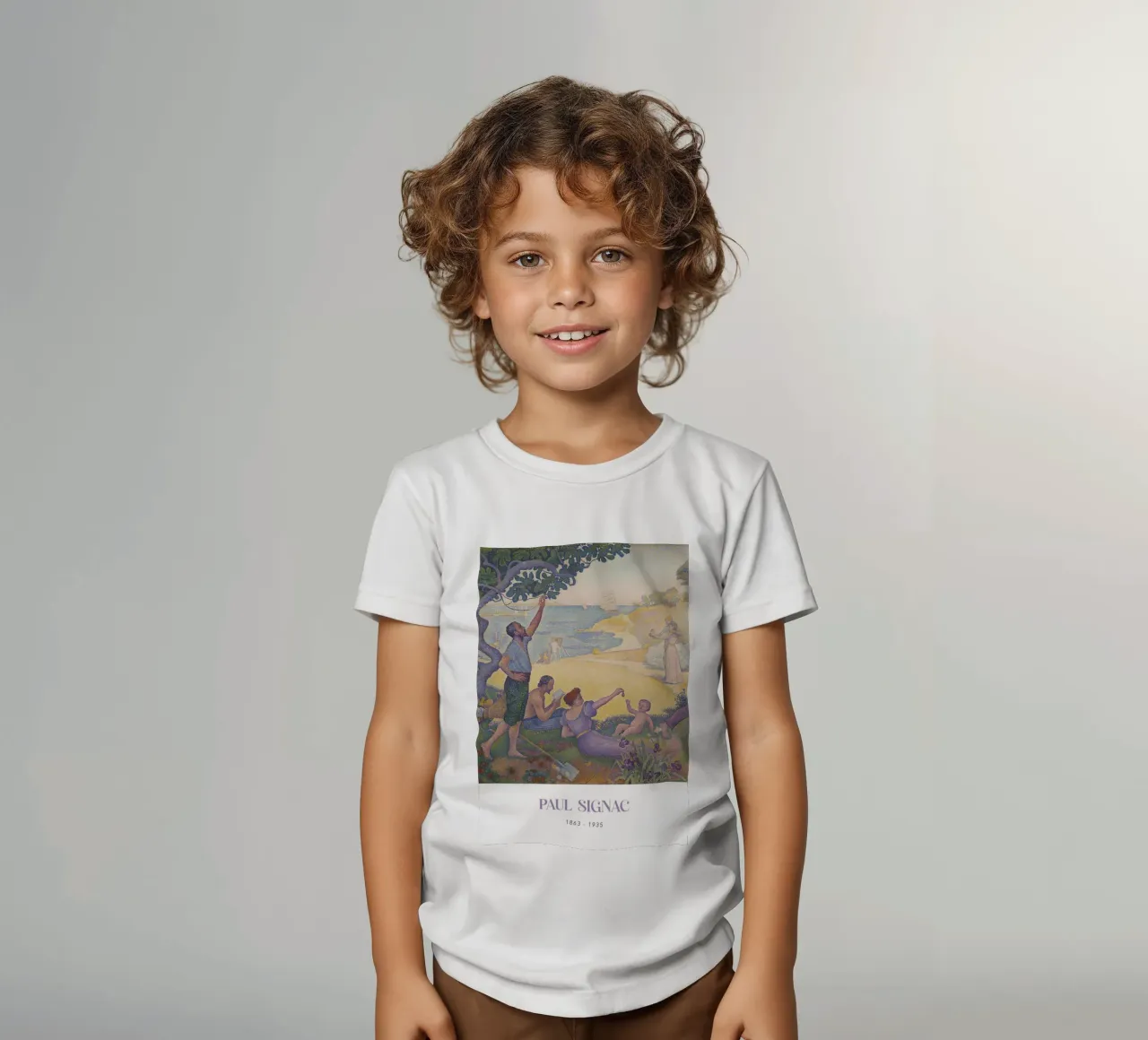 Signac Time of Harmony Pointillist Utopian Art Print kids t-shirt by NorwesClub