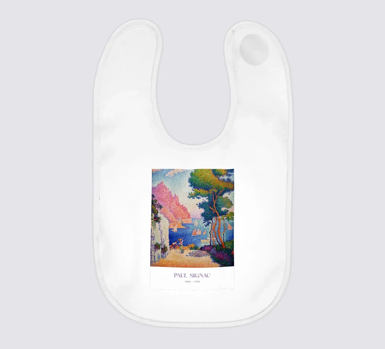 Signac Capo di Noli Pointillist Coastal Art Print bavaglino da NorwesClub