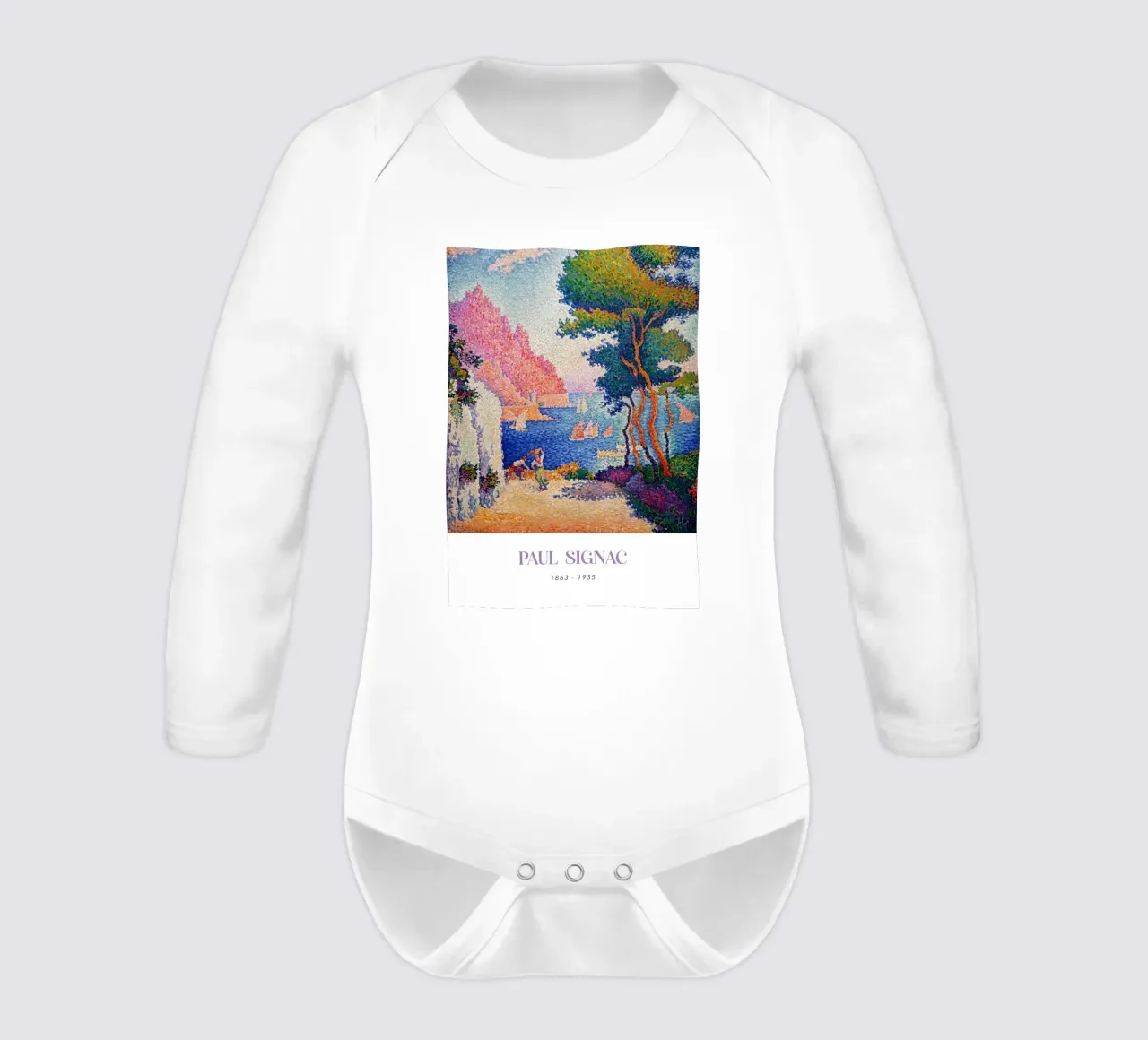 Signac Capo di Noli Pointillist Coastal Art Print body neonato maniche lunghe da NorwesClub