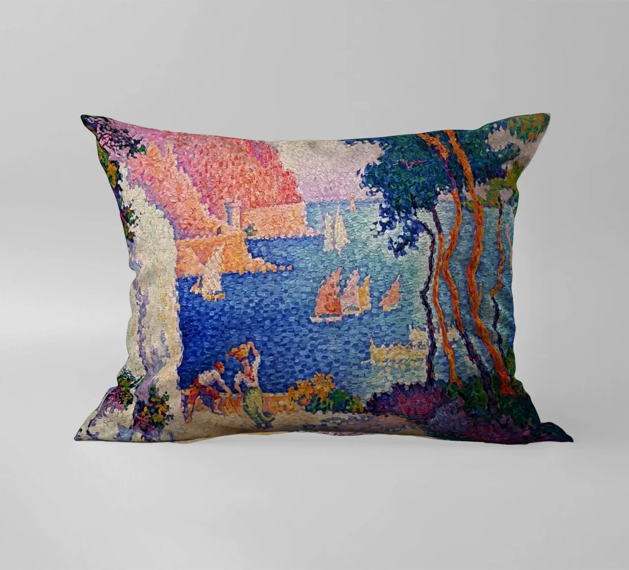 Signac Capo di Noli Pointillist Coastal Art Print cuscino da NorwesClub