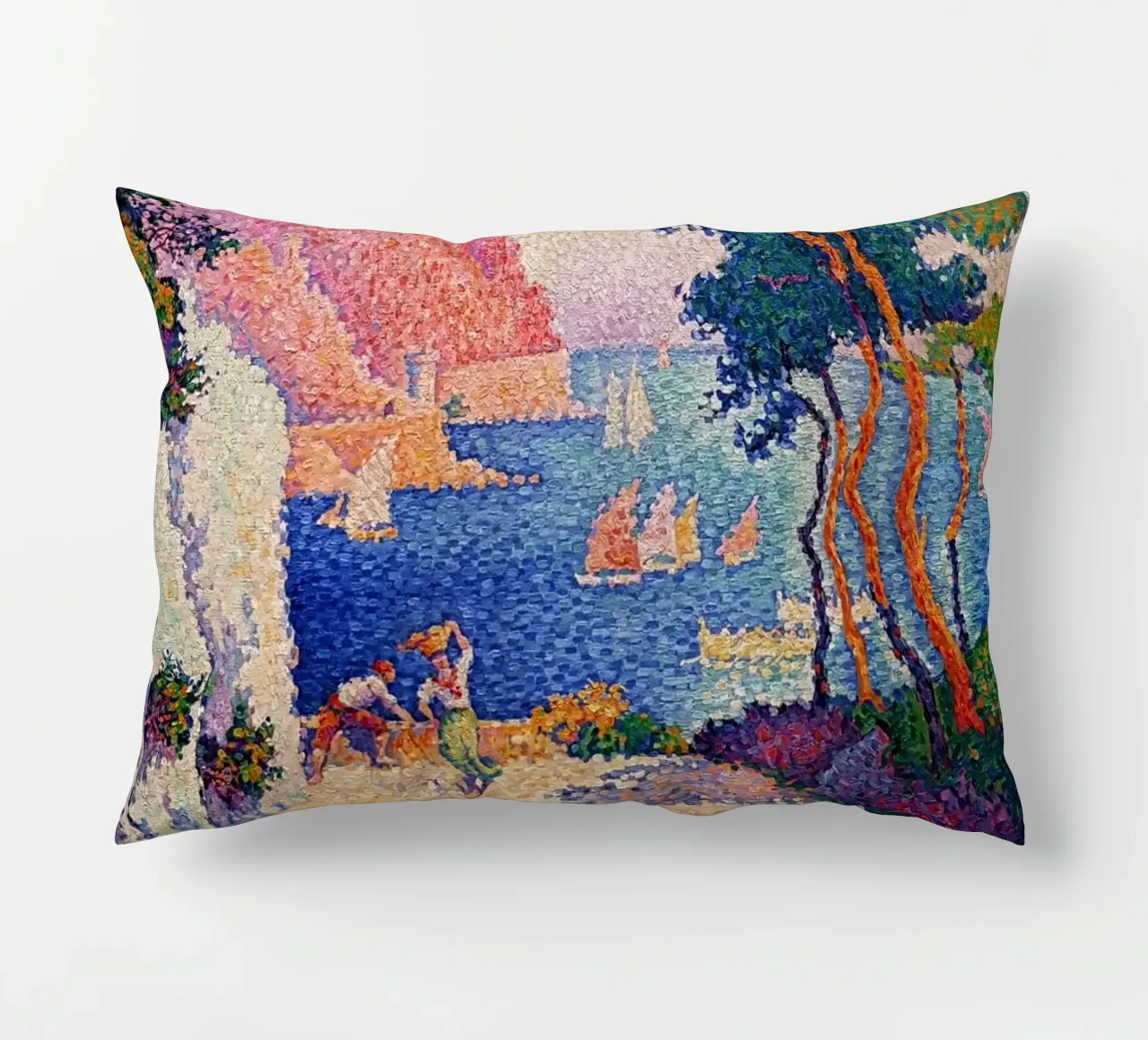 Signac Capo di Noli Pointillist Coastal Art Print cuscino da NorwesClub