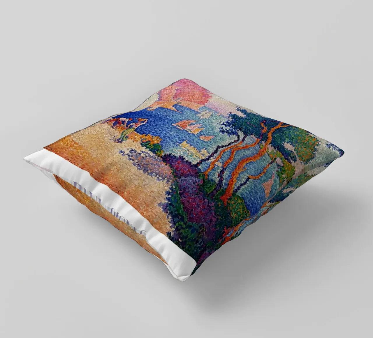 Signac Capo di Noli Pointillist Coastal Art Print cuscino da NorwesClub