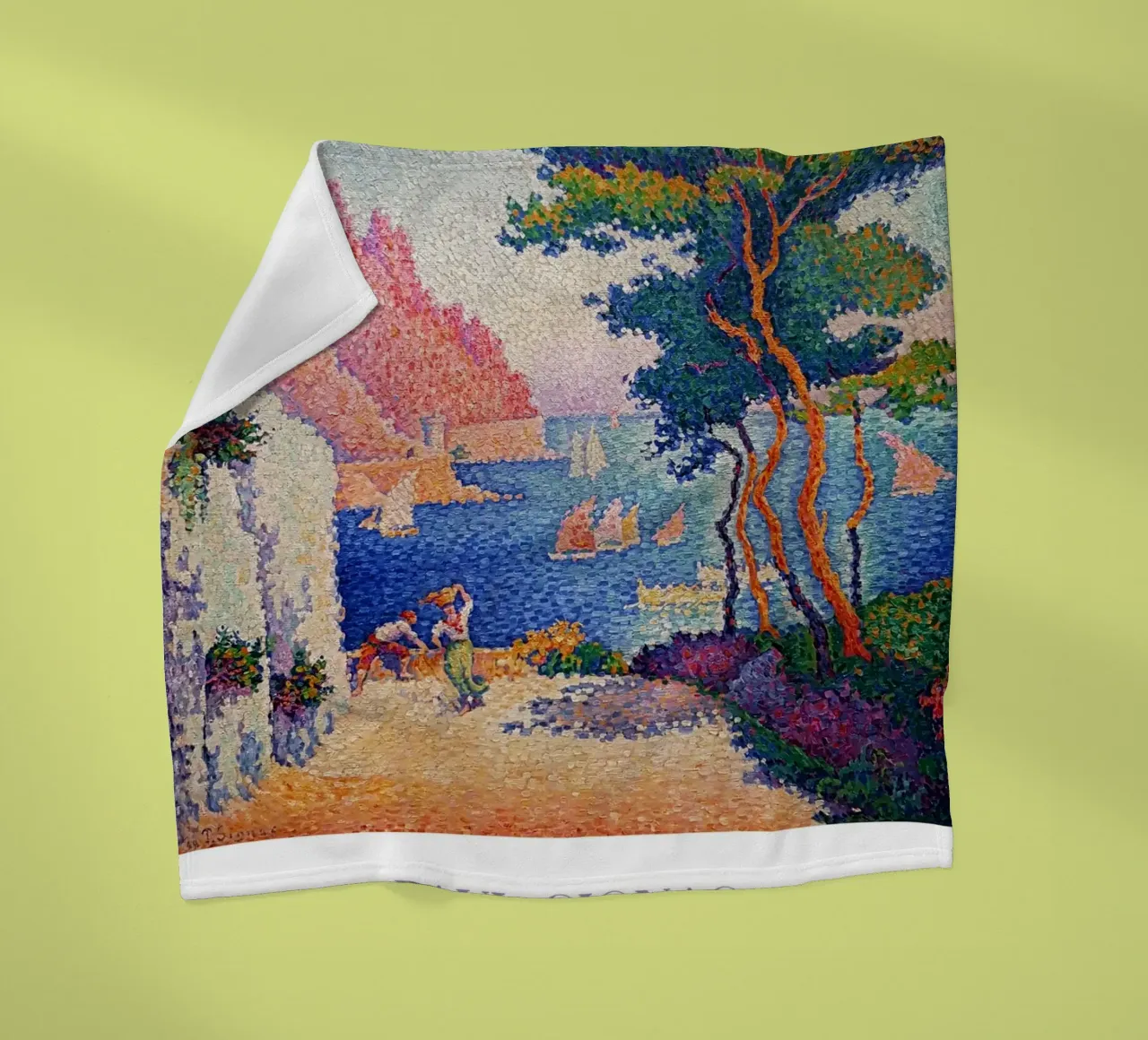 Signac Capo di Noli Pointillist Coastal Art Print coperta in pile da NorwesClub