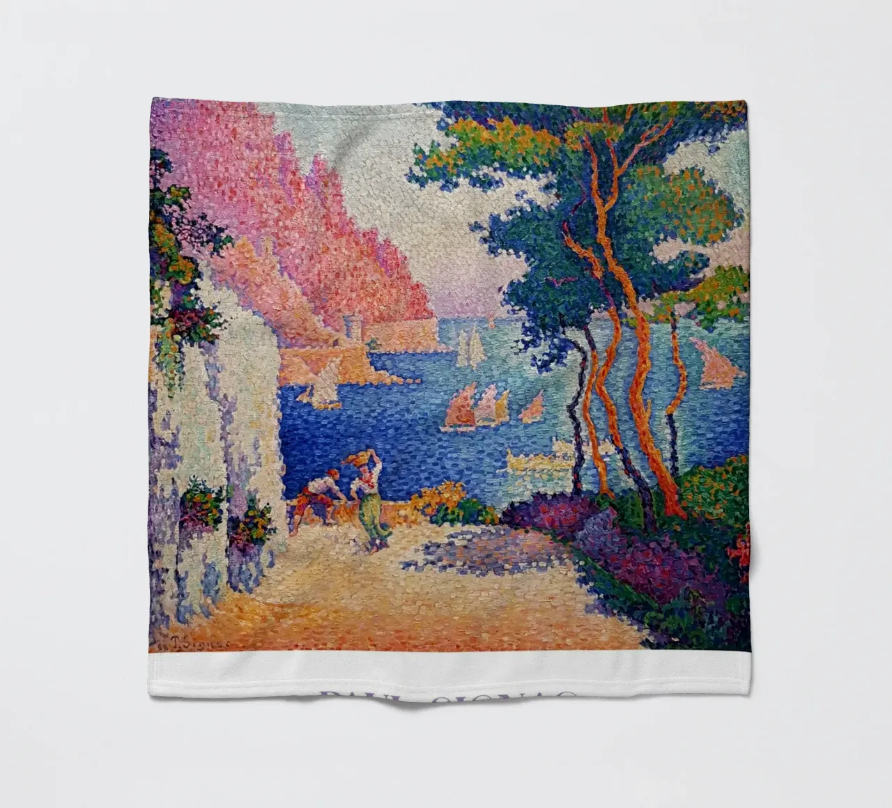 Signac Capo di Noli Pointillist Coastal Art Print coperta in pile da NorwesClub
