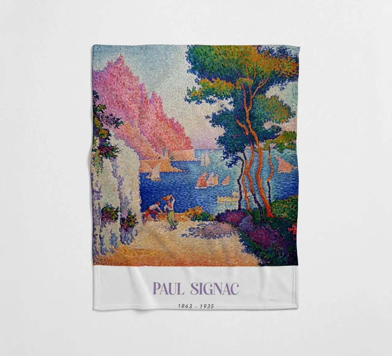 Signac Capo di Noli Pointillist Coastal Art Print coperta in pile da NorwesClub