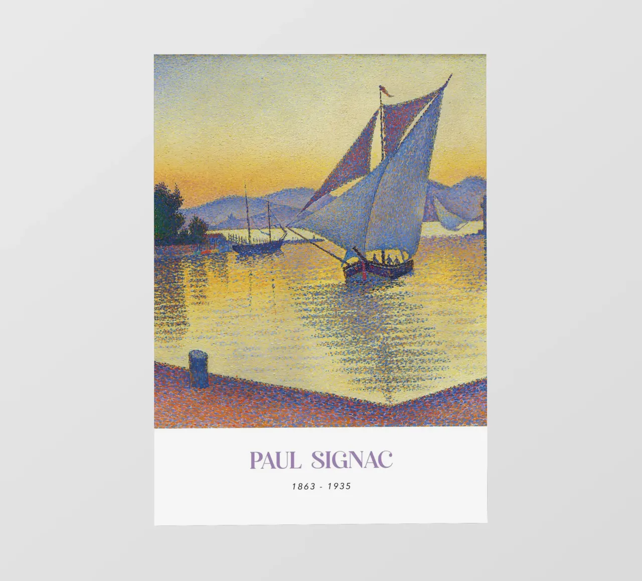 Signac Port at Sunset Pointillist Sailboat Print photo wallpaper by NorwesClub