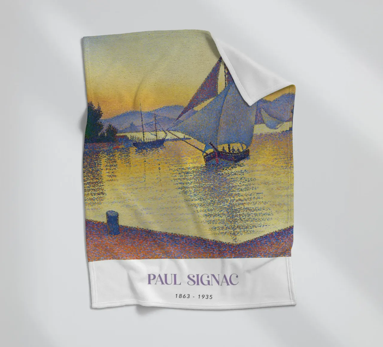 Signac Haven bij zonsondergang Pointillist Zeilboot Print fleecedeken van NorwesClub
