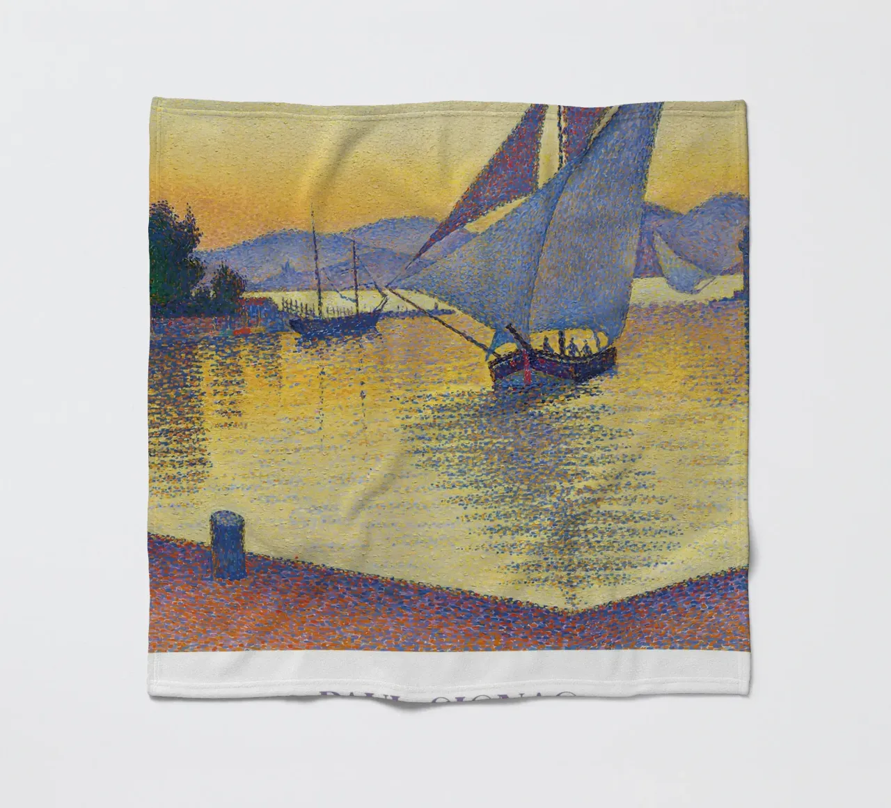 Signac Haven bij zonsondergang Pointillist Zeilboot Print fleecedeken van NorwesClub