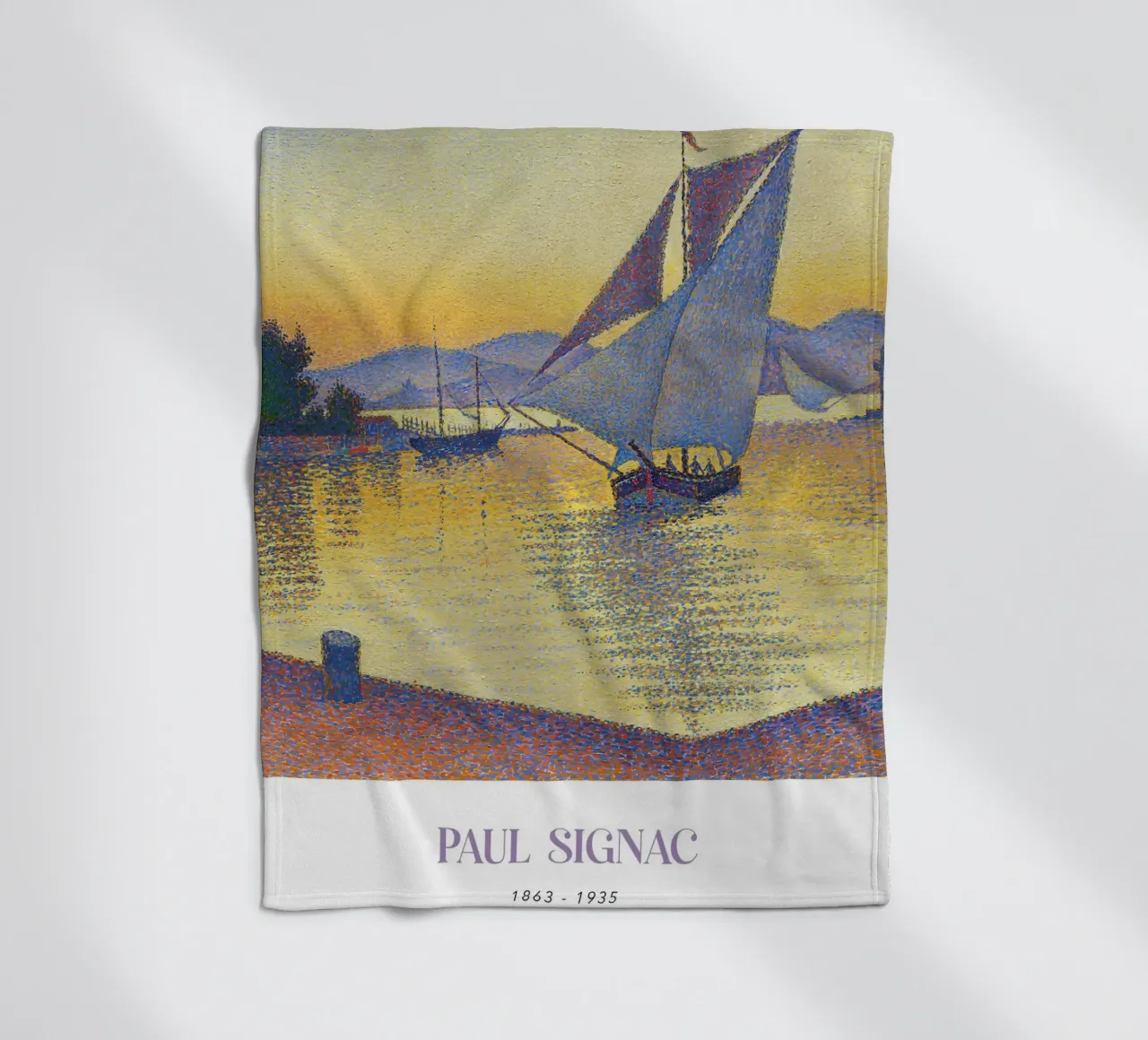 Signac Haven bij zonsondergang Pointillist Zeilboot Print fleecedeken van NorwesClub