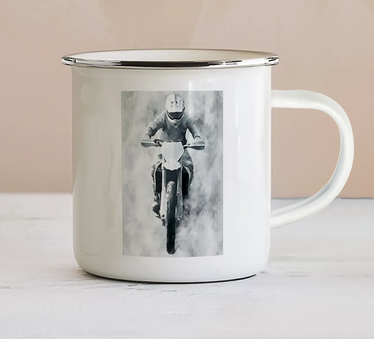 Motocross art B tazza in smalto da Mateo