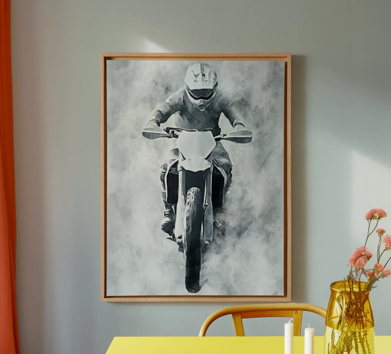 Motocross art B tela con Cornice a cassetta da Mateo