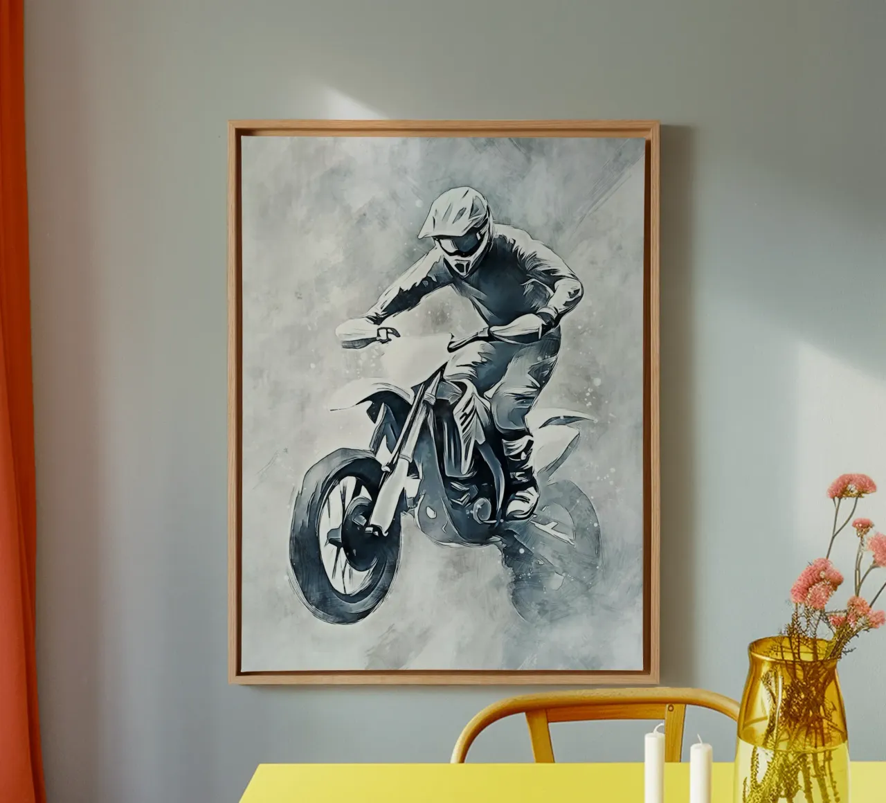 Motocross art C tela con Cornice a cassetta da Mateo