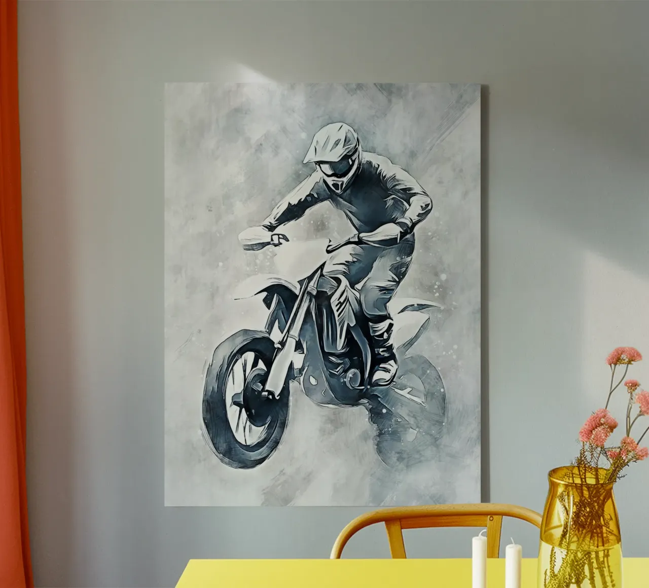 Motocross art C tela con Cornice a cassetta da Mateo