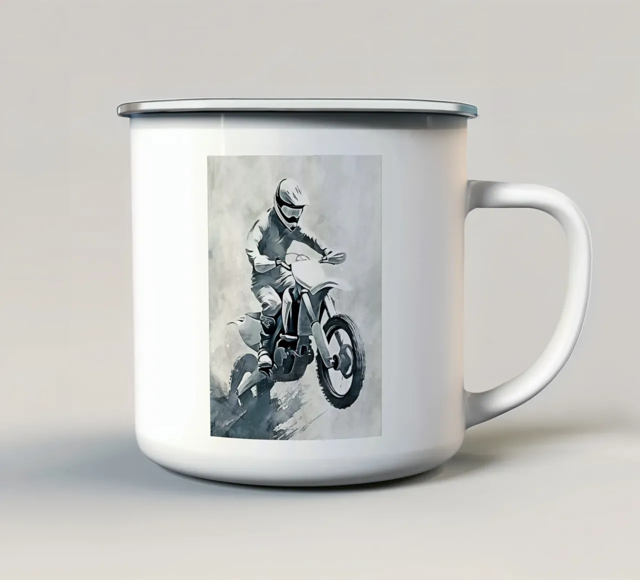 Motocross art D tazza in smalto da Mateo