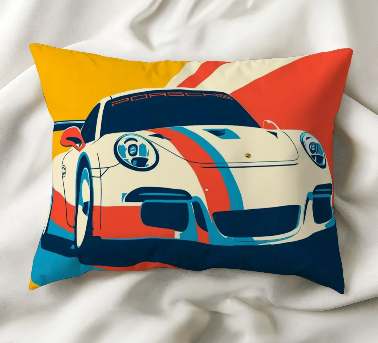 Auto da corsa Porsche 911 GT3 R in stile retrò (personalizzabile) cuscino da Autofocus