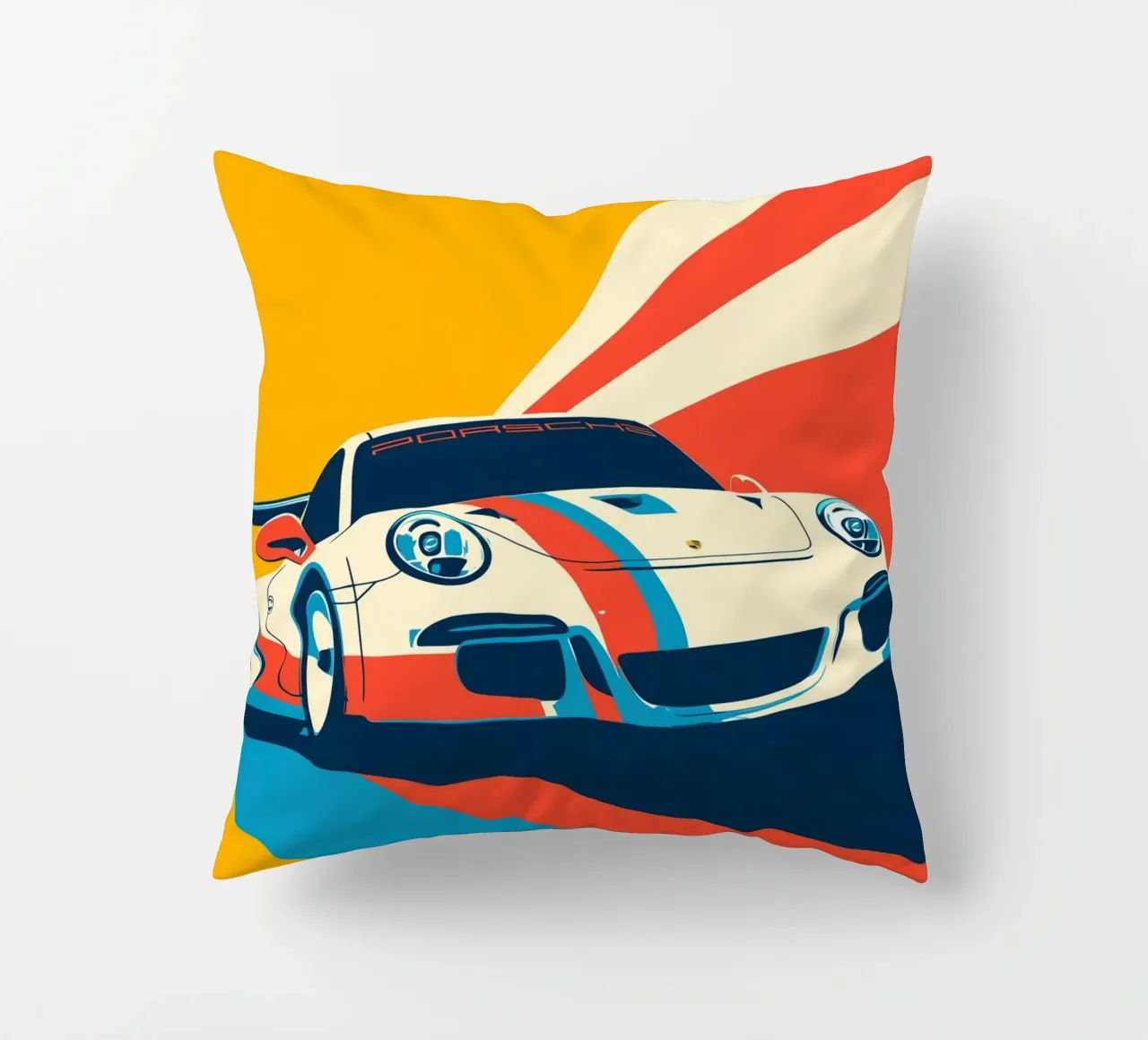 Auto da corsa Porsche 911 GT3 R in stile retrò (personalizzabile) cuscino da Autofocus