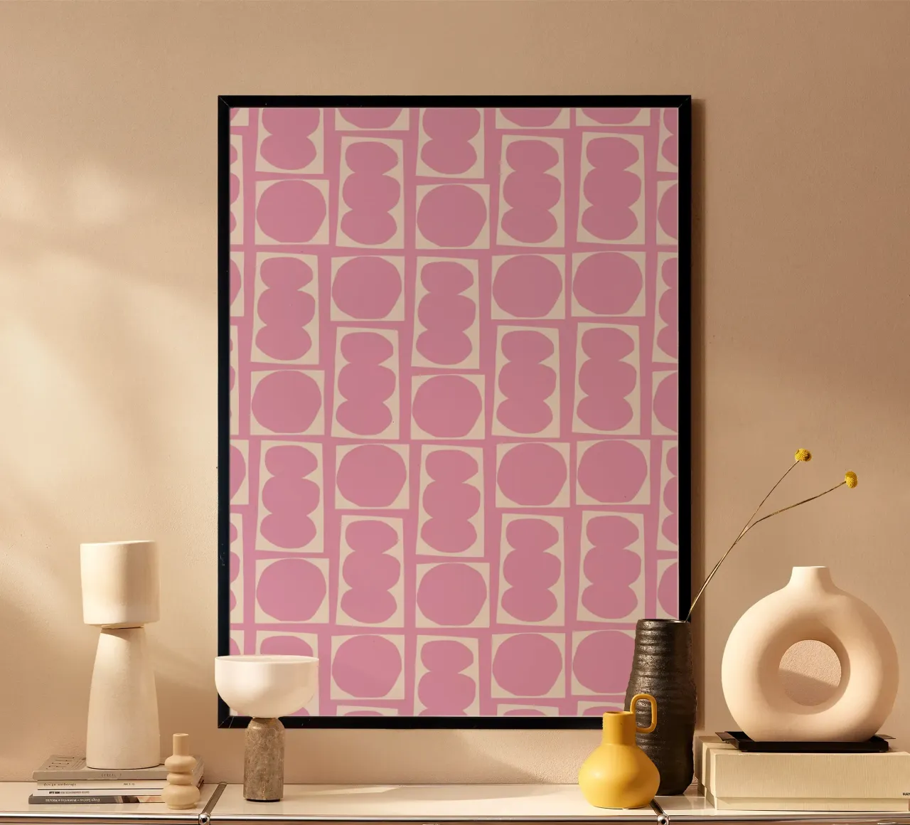 Happy rosa scrabs poster con telaio in plastica da Lisa Jasmin Bauer