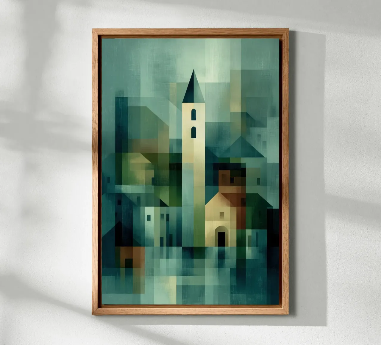 The Feininger Tower | Cubist Architectural Painting canvas with Floater frame by Autofocus