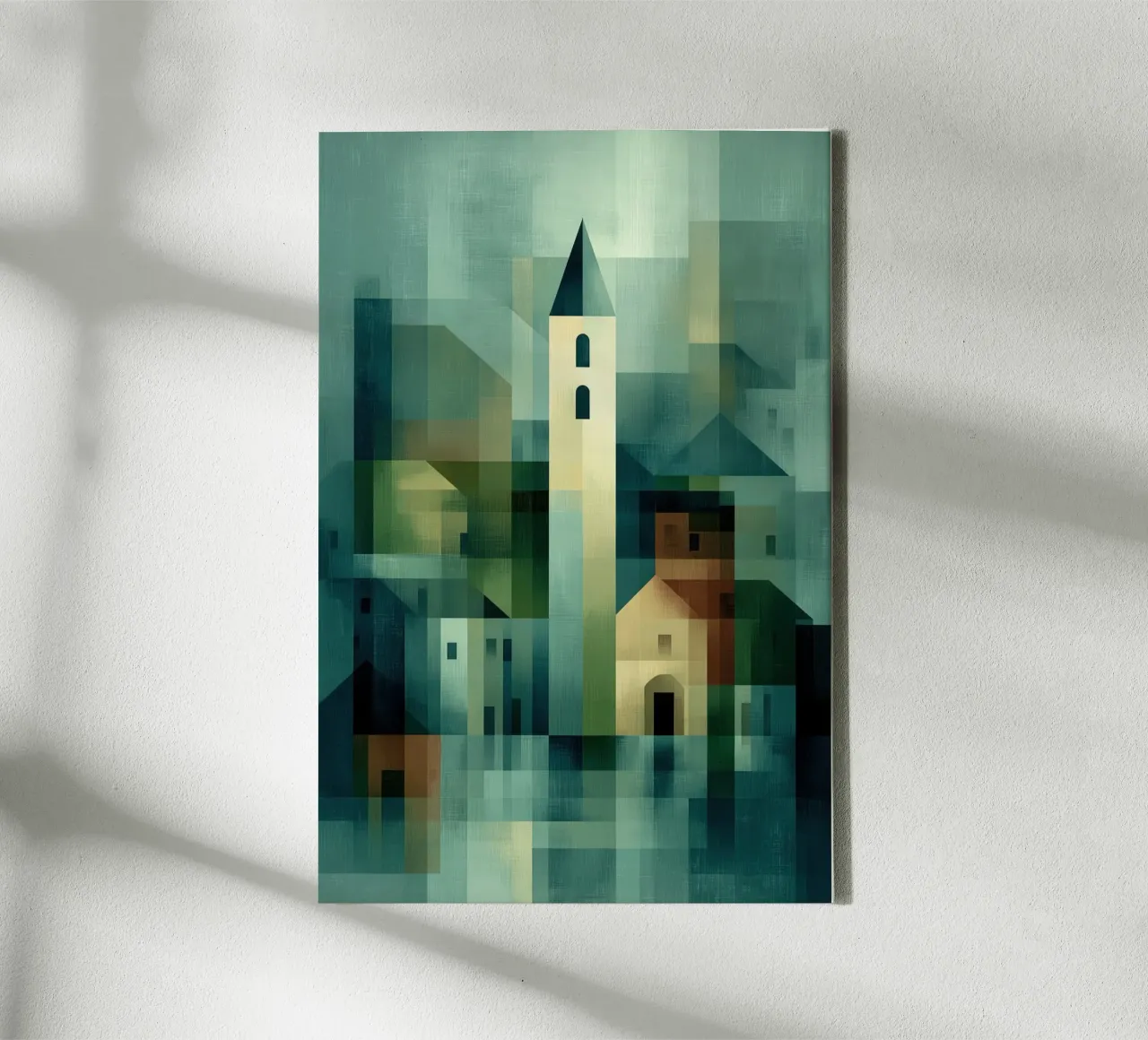 The Feininger Tower | Cubist Architectural Painting canvas with Floater frame by Autofocus