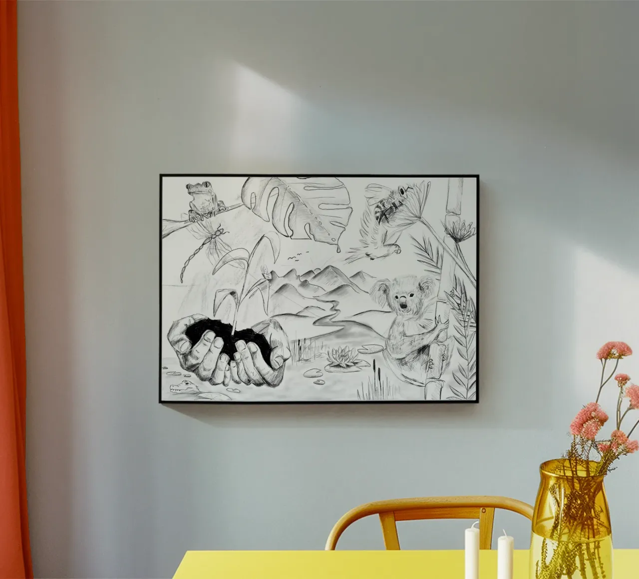 Nature in scribbles plexiglass da She‘s drawing