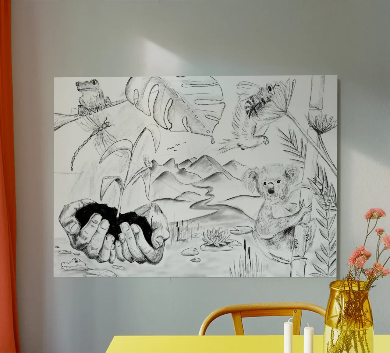 Nature in scribbles alluminio dibond da She‘s drawing